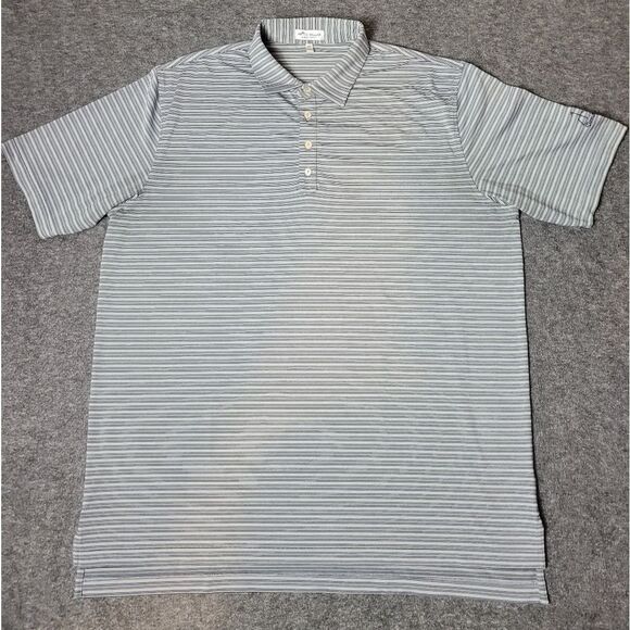Peter Millar Summer Comfort Mens Golf Polo Sz 2XL Gray Striped Club Embroidered - Picture 1 of 11